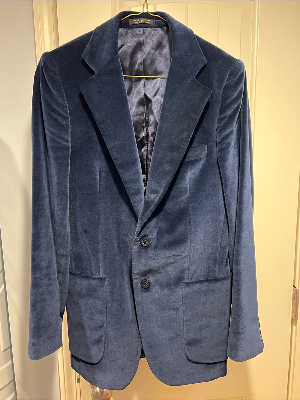 Vintage Scotts Grey Ltd. Navy Velvet Two-Button Blazer